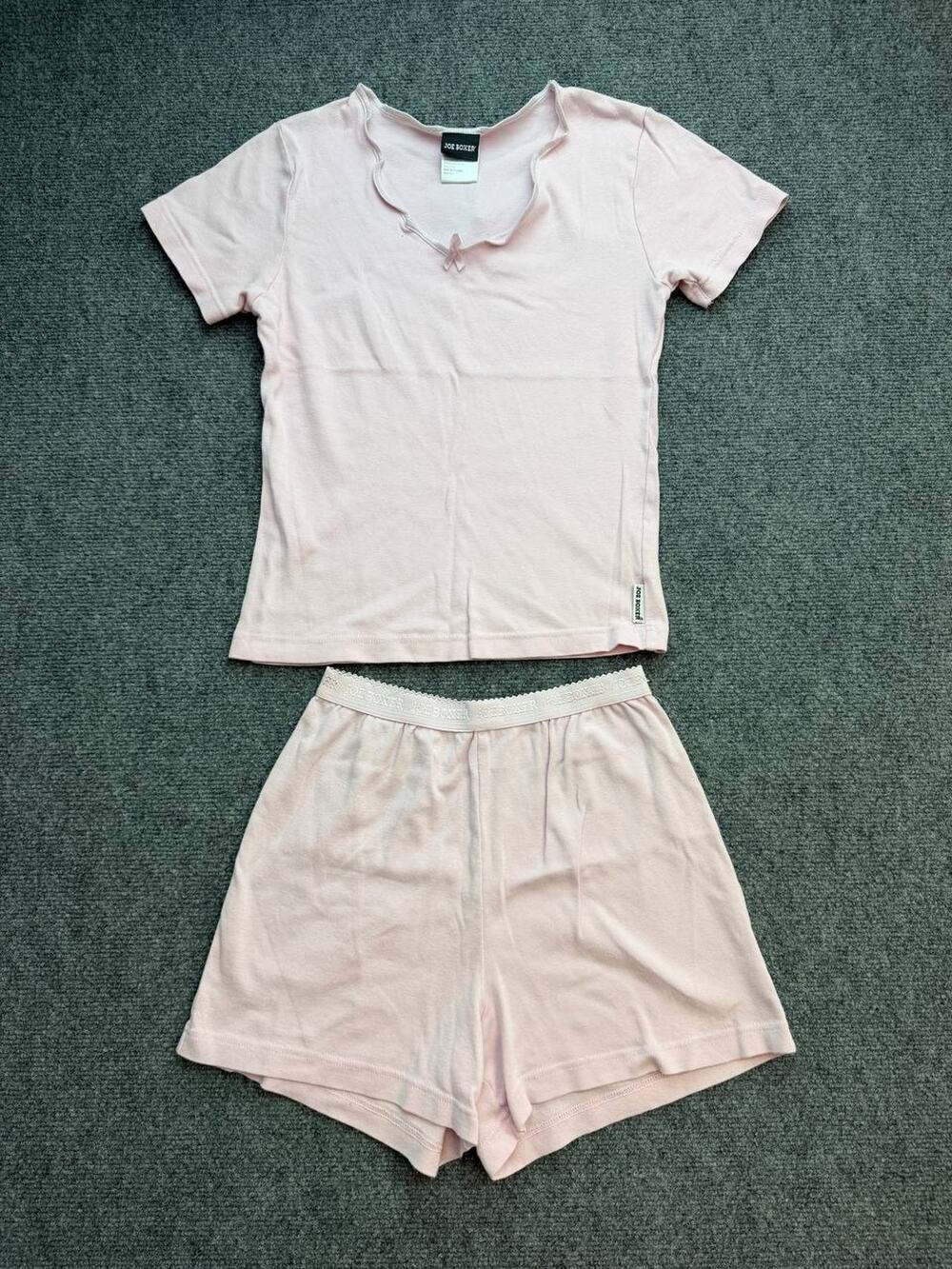Joe Boxer Women’s Pink Pajama Set Top M Shorts S 100% Cotton Sleepwear